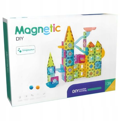 KLOCKI MAGNETYCZNE KONSTRUKCYJNE 3D ZESTAW 139 ELEMENTÓW DLA DZIECI 3+ na Arena.pl