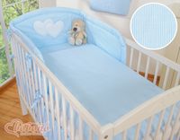 Pościel 3-cz 135x100 - Serduszka paseczki niebieskie