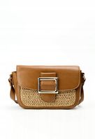 Monnari - torebka listonoszka koszyk pleciony panel beżowo-brązowy BAG0410