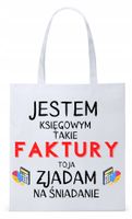 Dla Księgowej Księgowego Torba Eco Biała Shopper Z Nadrukiem Ze Zdjęciem