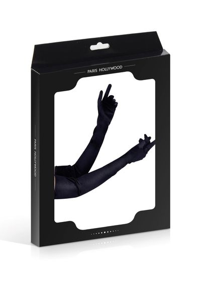 Long Black Satin Gloves Tu (Size: Tu) zdjęcie 2