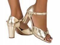 SANDAŁY DAMSKIE BUTY NA STABILNYM OBCASIE SŁUPKU ZAKRYTA PIĘTA MODNE r 38