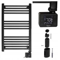 GRZEJNIK ELEKTRYCZNY ŁAZIENKOWY Drabinka Czarny Ścienny 90x50cm 600W Timer