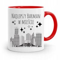 Kubek Czerwony Dla Barmana Najlepszy We Mieście Z Nadrukiem Ze Zdjęciem