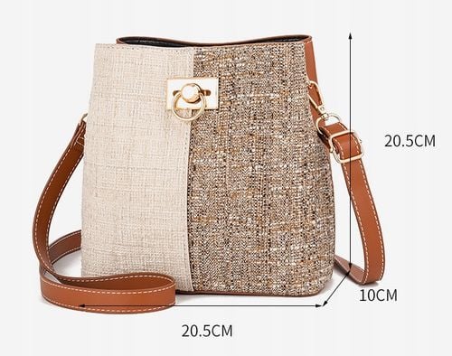 Torebka Damska na Ramię Brązowa Kremowa Jasna Elegancka Pojemna Wizytowa na Arena.pl