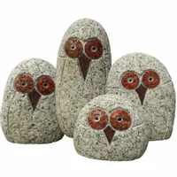 sowy ozdoby do ogrodu z granitu zestaw 4 sztuki