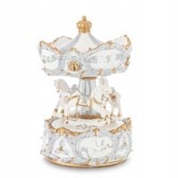 Karuzela Z Pozytywką Złoto Biała Z Końmi