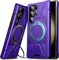 Etui Samsung Galaxy S23 Ultra DASFOND Armo pancerne pierścień 360 fioletowy