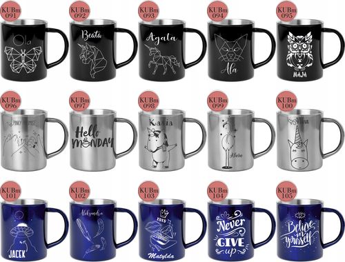 Kubek metalowy z grawerem PREZENT dla par iminiem na Arena.pl