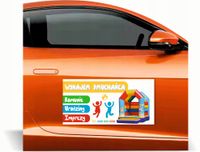 Magnes na samochód reklama magnetyczna 60x30 WYNAJEM DMUCHAŃCA RÓŻNE WZORY