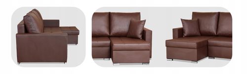 Narożnik rozkładany z funkcją spania ekoskóra Varius rogówka Family Meble na Arena.pl