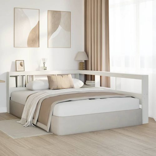 Regał na książki z zagłówkiem, białe, 140 cm, sosnowe na Arena.pl