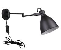 Espera lampa kinkiet 1x40W E27 czarny z przewodem przył. z wtyczką i włącz
