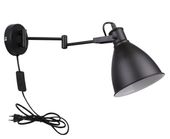 Espera lampa kinkiet 1x40W E27 czarny z przewodem przył. z wtyczką i włącz