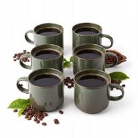 KUBKI DO KAWY HERBATY KUBEK ZESTAW 6 SZT. CIEMNOZIELONY MAT 350 ML Ø 9,5 CM