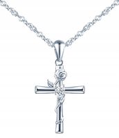 NASZYJNIK SREBRNY KRZYŻYK KRZYŻ ŁAŃCUSZEK DAMSKI KOMUNIA SREBRO PRÓBA 925