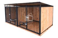 Kojec dla Psów 4x2 Drewniana podłoga uchwyt na miski drewniane ściany ID581