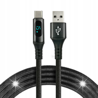 SZYBKI KABEL USB-A - USB-C PD 60W W OPLOCIE 1M LCD POKAZUJĄCY MOC ŁADOWANIA