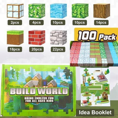 KLOCKI MAGNETYCZNE MOCNE KLOCKI SZEŚCIANY 100 SZT + 1 LUDZIK KLOCKI PIKSELE na Arena.pl