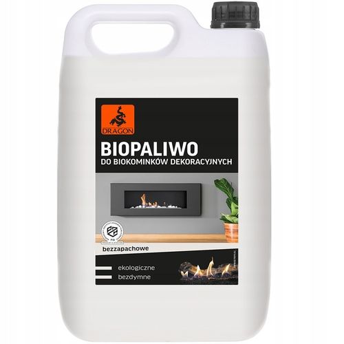 BIOPALIWO BIOETANOL DO BIOKOMINKA 5L BEZZAPACHOWE 96% ATEST DRAGON na Arena.pl