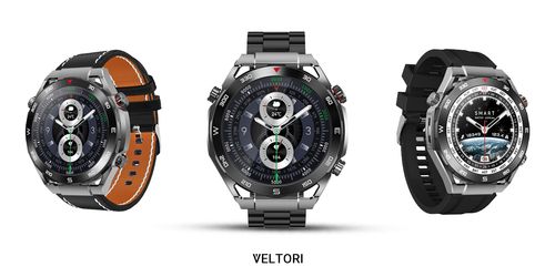 Smartwatch Veltori VT100-1 + Czarny Pasek Silikonowy + Czarny Eko Skóra na Arena.pl