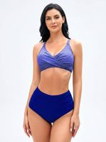 Strój kąpielowy bikini dwuczęściowy push-up niebieski regulowany XXL