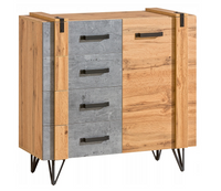 Nowoczesna Komoda Mała 1D4SZ Dąb Wotan + Beton 90 cm LOTLER DL