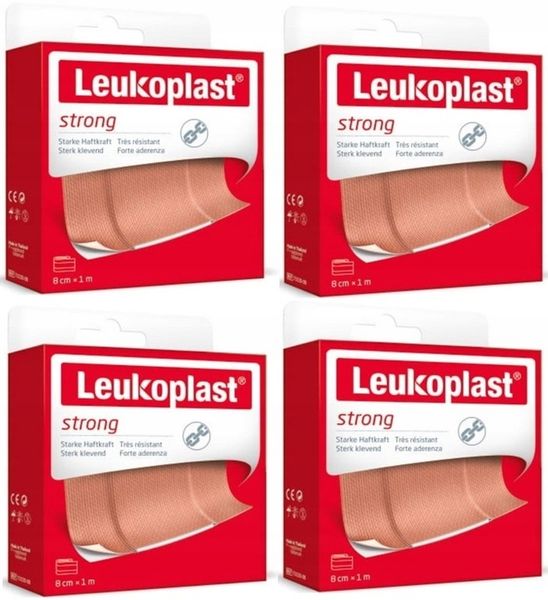 4x LEUKOPLAST STRONG Plaster 8 cm x 1 m 1 sztuka zdjęcie 1