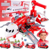Samolot Rozkładany Duży Parking Dźwig 4x Samochody Straż Pożarna Lotnisko