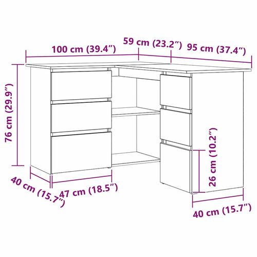 Biurko narożne Czarny dąb 145 x 100 x 76 cm na Arena.pl