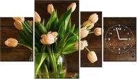 70CM 120CM OBRAZ 4 ELEM RDZAWE TULIPANY ŚCIENNY