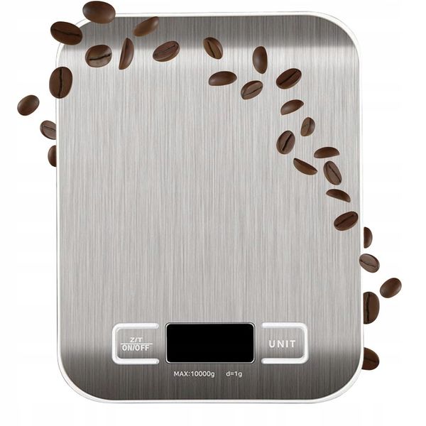 ELEKTRONICZNA PRECYZYJNA WAGA KUCHENNA DO 10KG SREBRNA LCD +BATERIE GRATIS zdjęcie 2