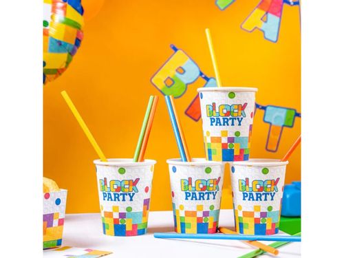 Kubeczki (Kubki) urodzinowe Klocki - Block Party, 220 ml, 6 szt. na Arena.pl