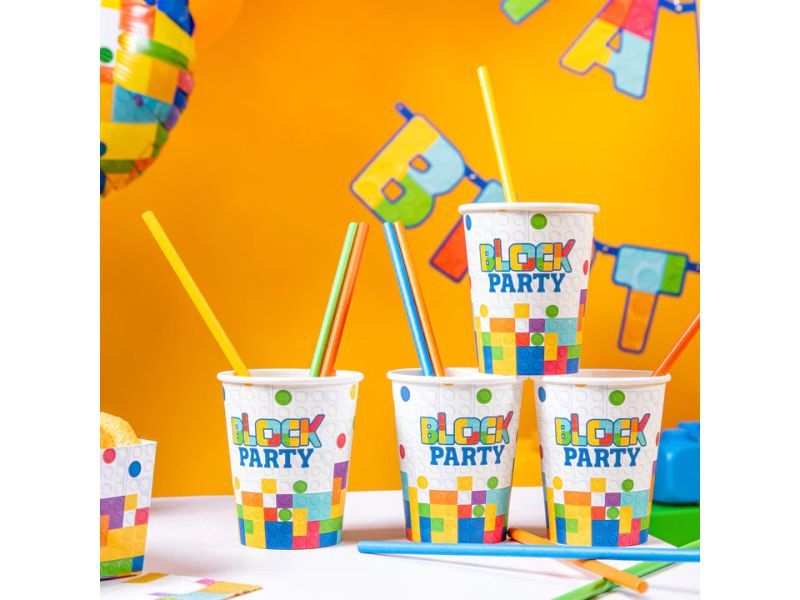 Kubeczki (Kubki) urodzinowe Klocki - Block Party, 220 ml, 6 szt. zdjęcie 2