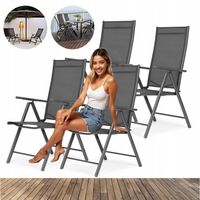 KRZESŁA OGRODOWE KOMPLET SKŁADANE STALOWE Z REGULACJĄ OPARCIA SZARE 4 SZT.
