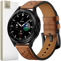 tech-protect leather samsung galaxy watch 4 / 5 / 5 pro / 6 / 7 / fe brown