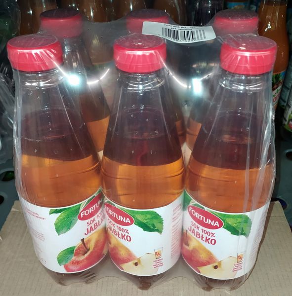 Fortuna Sok 100% Jabłko 1L PET - karton zdjęcie 1