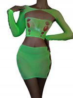 Bodystocking ŚWIECĄCE CIEMNOŚCI Siateczka KOMPLET BIELIZNY Pociągająca