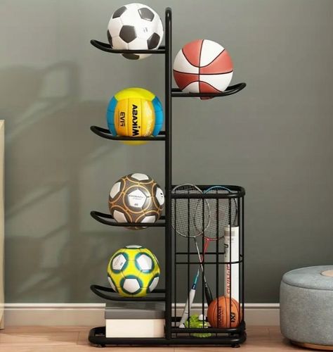 STOJAK NA PIŁKI NA 5 PIŁEK Z KOSZEM - piłka nożna, UCHWYT ORGANIZER prezent na Arena.pl