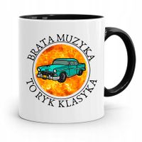 Kubek Czarny Dla Brata Muzyka To Ryk Klasyka Z Nadrukiem Ze Zdjęciem