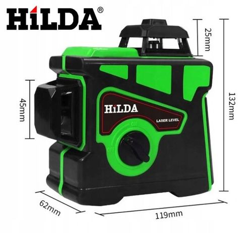 HILDA POZIOMICA 3D 12 LINII LASER KRZYŻOWY SAMOPOZIOMUJĄCY NIWELATOR 2 AKU na Arena.pl