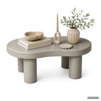Stolik kawowy owalny MATCHA 85 cm szary na czterech cylindrycznych nogach