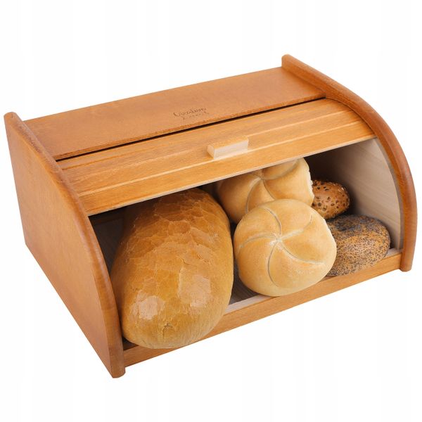 Drewniany chlebak pojemnik na chleb jasny brązowy zdjęcie 1