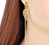 KOLCZYKI POZŁACANE DŁUGIE ŁAŃCUSZKI SKRZYDŁA STAL CHIRURGICZNA 316 L