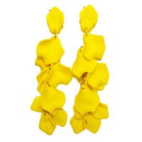 Kolczyki żółte MODNE złote płatki listki długie KOKONET 3-0329
