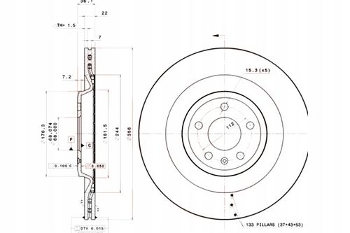 TARCZA HAM TYL 356X22 V BREMBO na Arena.pl
