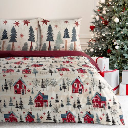 Elegancki zestaw pościeli satynowej z nadrukiem świątecznym ASHER 220x200 na Arena.pl