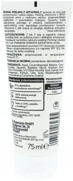 ISANA PEELING DO TWARZY Z WITAMINĄ C 100 ML zdjęcie 2