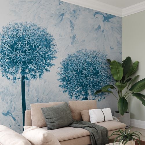 Fototapeta Ścienna Niebieskie DMUCHAWCE Kwiaty Styl Boho 368cm x 254cm na Arena.pl
