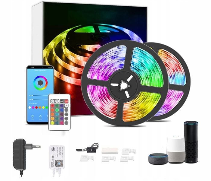 Taśma LED 15M RGB 5050 WiFi PILOT APLIKACJA+GRATIS zdjęcie 1